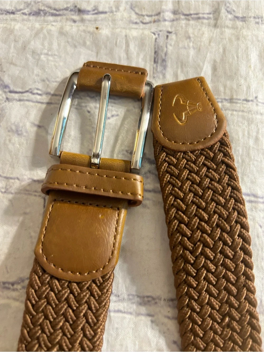 PEBBLE BEACH GENUINE LEATHER CANVAS SIZE 38 CARMEL BROWN STRETCH BELTS
